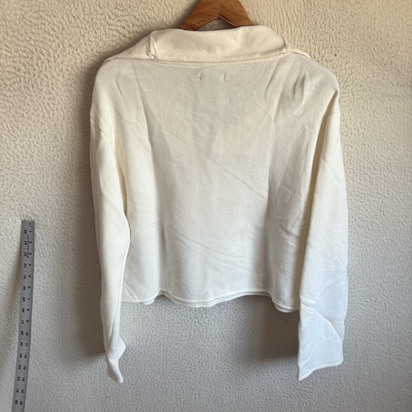 J. Crew‎ Heritage terry quarter-zip sweatshirt Medium Ivory Off-White - Picture 3 of 7
